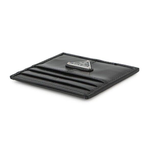 PRADA Triangle Logo Card Case Soft Look Leather Black 2MC025 - Picture 3 of 10